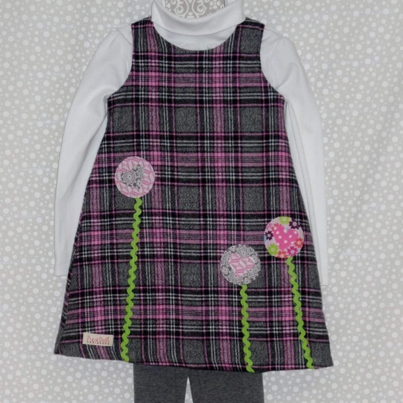 NWOT Winter Plaid A-line dress w/legging sz. 4 - Picture 2 of 6